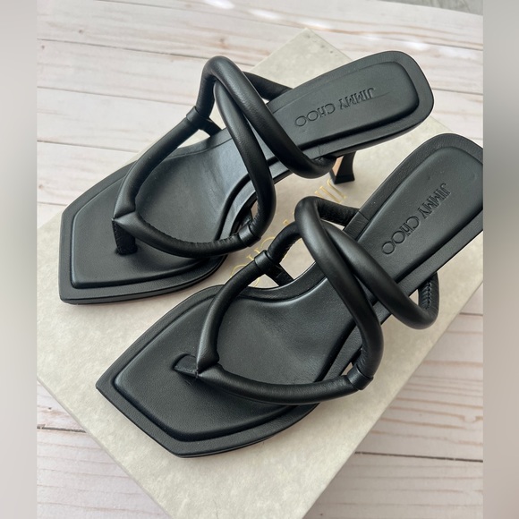 New Authentic Jimmy Choo Cape 70 leather sandal size 35 black - Picture 2 of 8